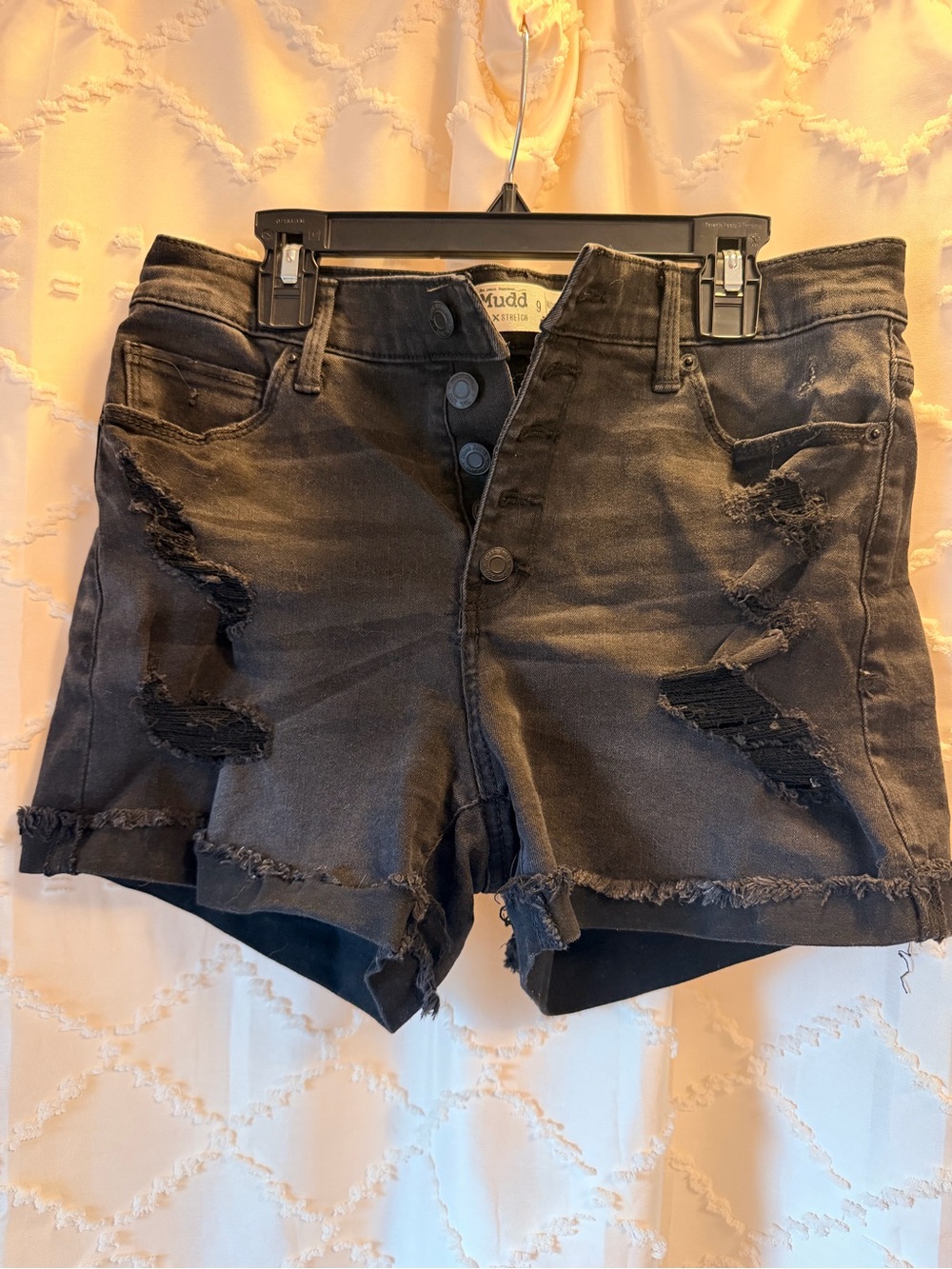 Mudd Distressed Black Denim Jean Shorts